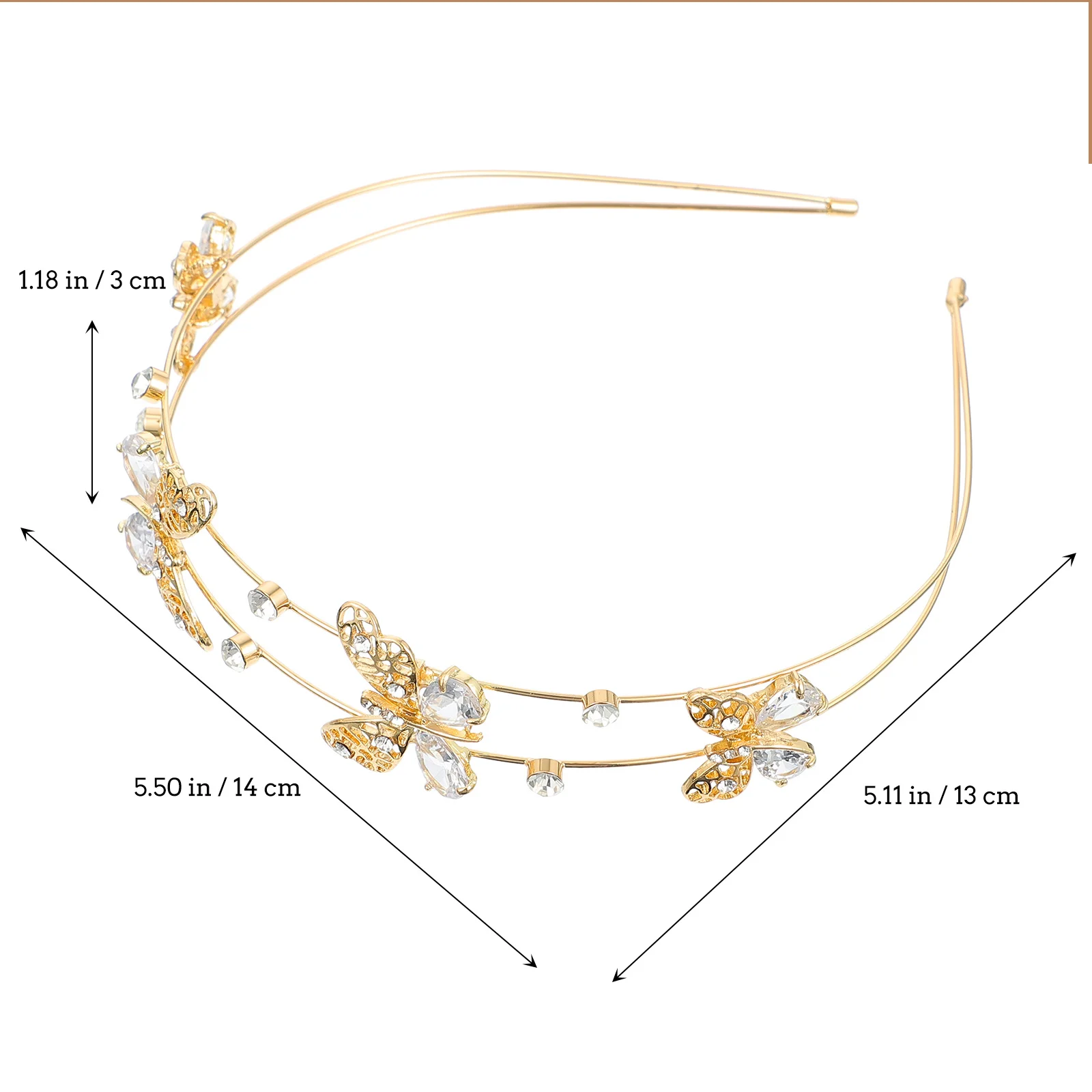 

Rhinestone Double Band Hairband Elegant Bridal Wedding Party Headband Butterflies Decor Women Girls Rhinestone Hairband Decor