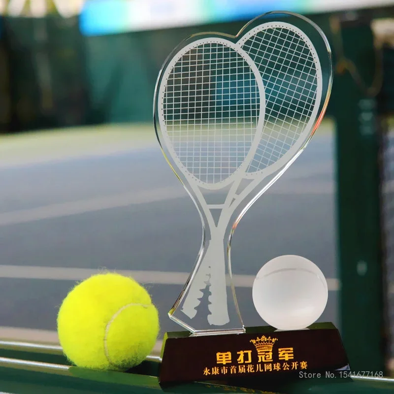 Customized Crystal Engravable Trophy, Creative Home Decorations, Tennis, Competition, Awards, Sports, Badminton, High-grade, 1Pc