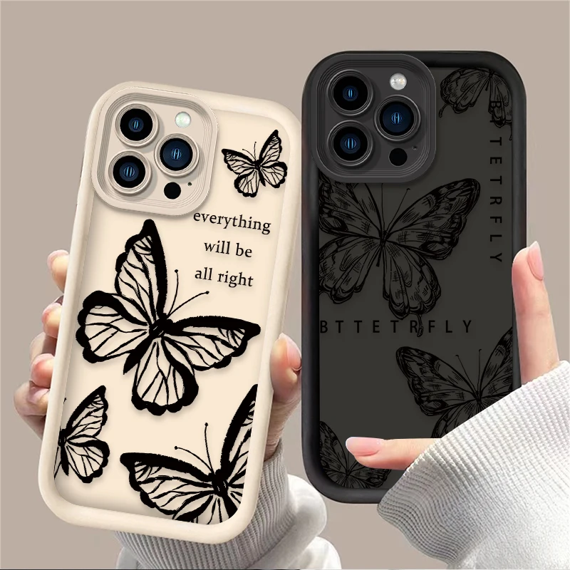 حافظة ناعمة على شكل فراشة حالمة لهاتف آيفون 16 15 14 13 12 11 Pro Max X XS X S Max XR SE 2020 7 8 Plus هاتف مقاوم للصدمات من السيليكون #3