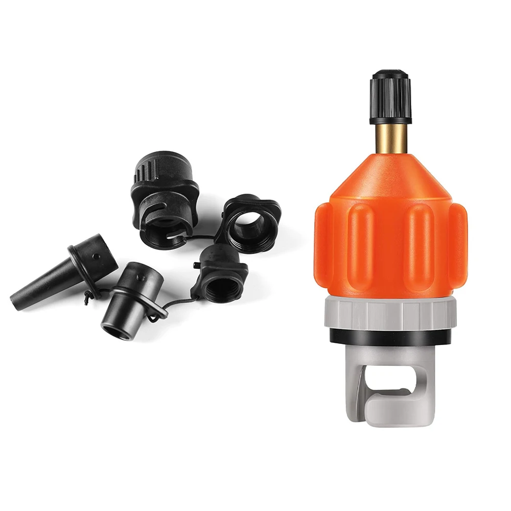 

Paddleboard Air Nozzle Kit 1 Pump Adapter 5 Air Nozzles Black/Orange Nylon Plastics Inflator Pump Adapter Set for Stand Up
