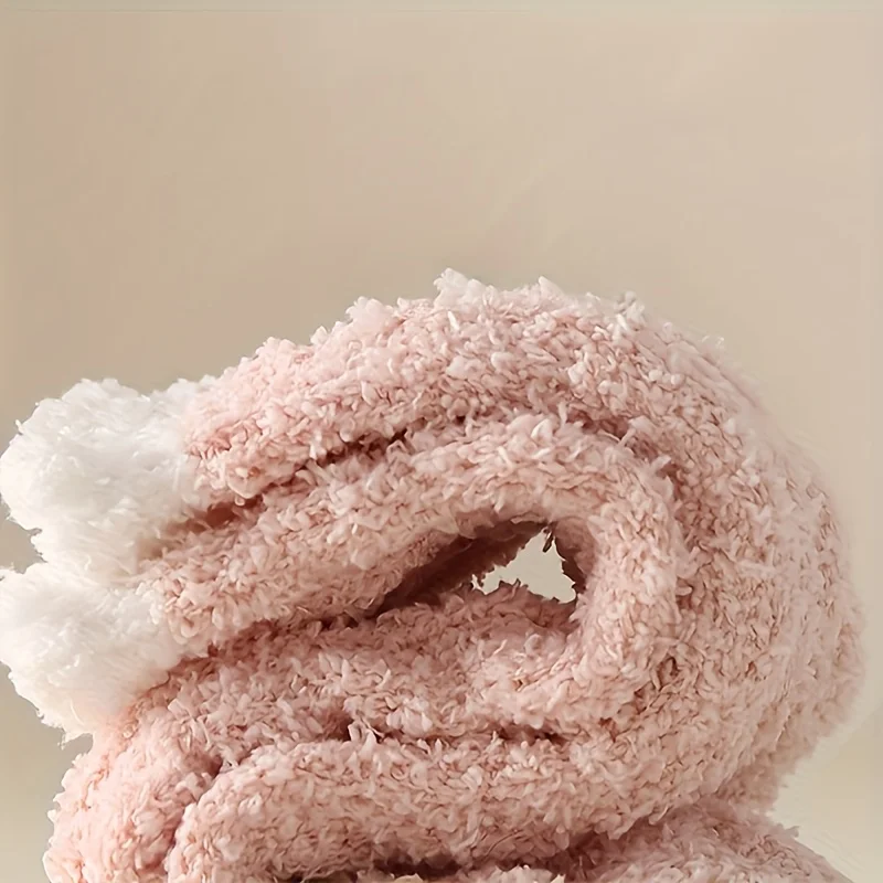 3 Paar Damen-Socken aus dickem Fleece-Korallenfleece für Herbst und Winter, farbblockiert, vielseitig, weich und bequem, warme Zwischensohle – Detail 2