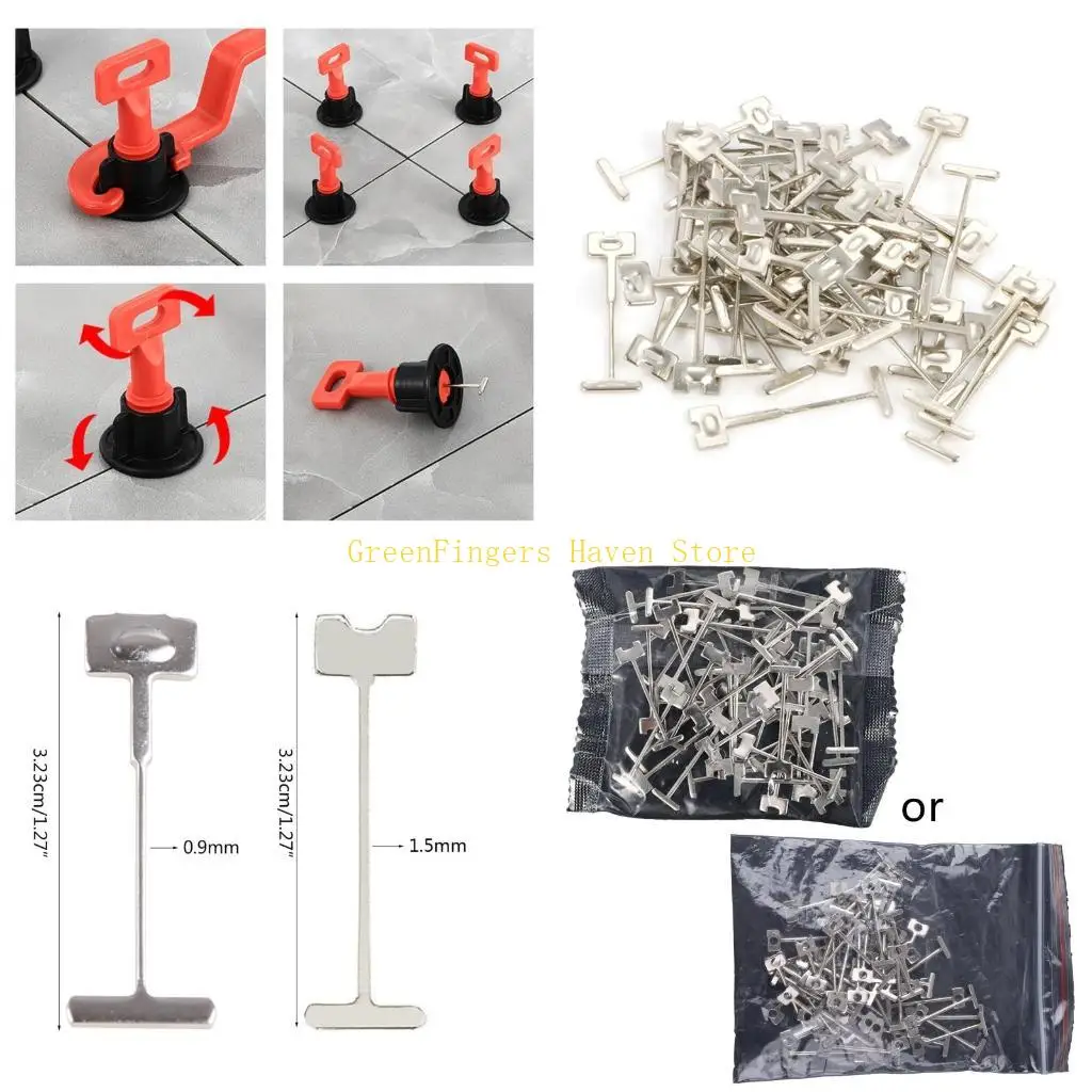 

F68D DIY Tiles Leveler Steel Needles 50 Pieces/Set Tile Leveling Replacement T-Pins 0.9/1.5mm for Walls & Floors Installation