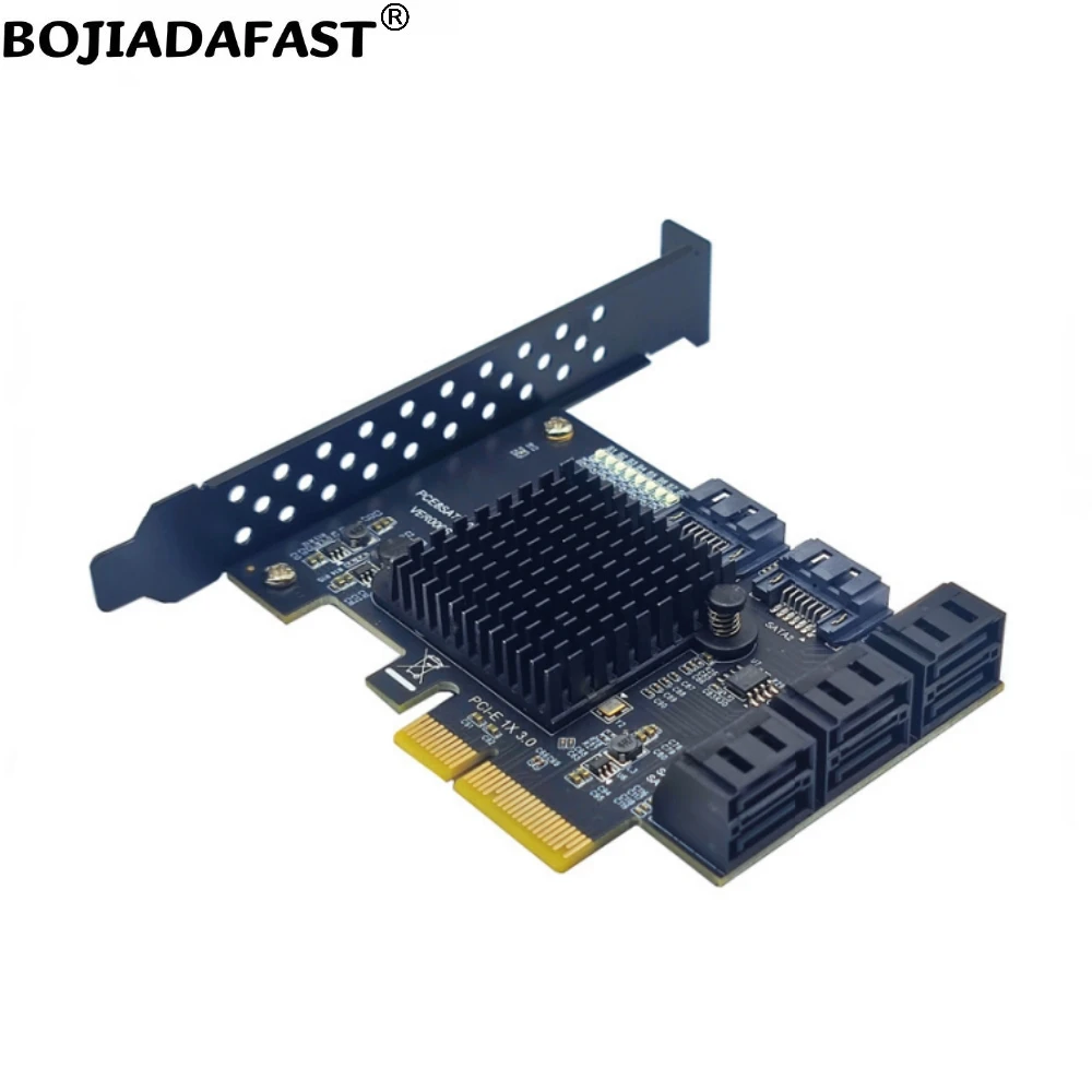 8 Ports SATA 3.0 7Pin Connector PCI-E 3.0 4X PCIe X4 Adapter Expansion Riser Card 6Gbps For HDD Hard Disk Drive