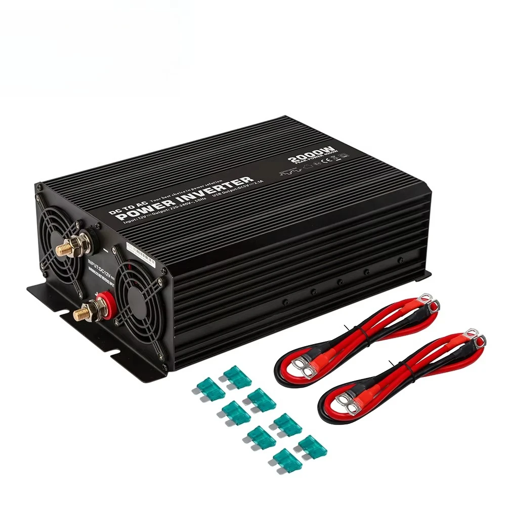 2000W single-phase sine wave inverter DC 12/24V to 110V/220V AC converter for off-grid power systems or automotive use