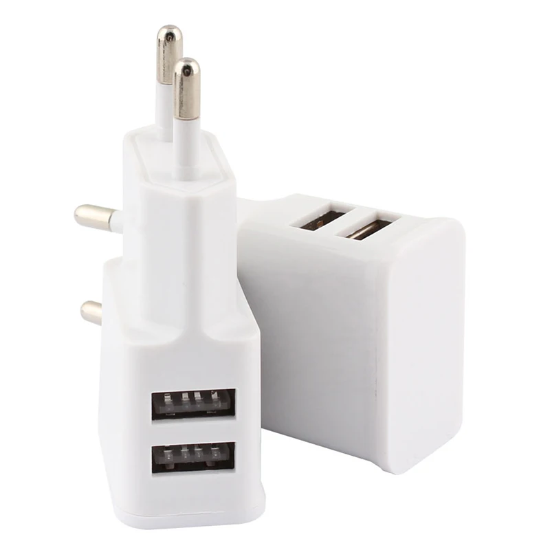 Dual USB Plug Power Supply Charger 5V 2A Universal Fast Charging Adapter US EU Plug Travel Portable Dual Power Adapter For Phone