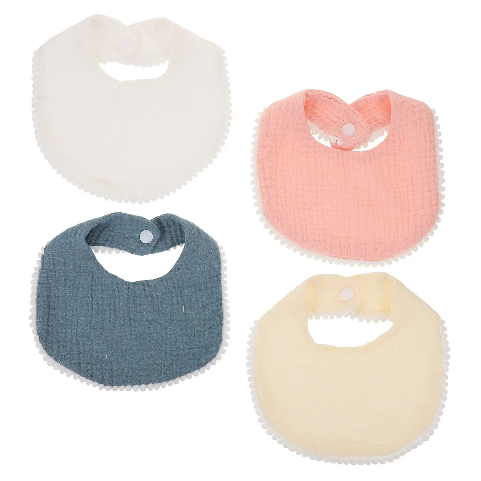 

4Pcs Baby Drool Bibs Cotton Gauze Double Layer Bubble Texture Quick Dry Soft Skin Friendly Muslin Bandana Bib for Teething