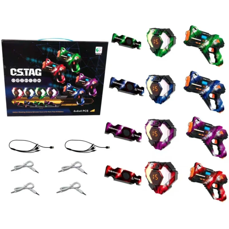 CSTAG 4x4x4レーザータグガンセット 3センサー搭載 おもちゃ 子供向けギフト 電動赤外線ピストルガン 男の子対戦チームゲーム 室内屋外