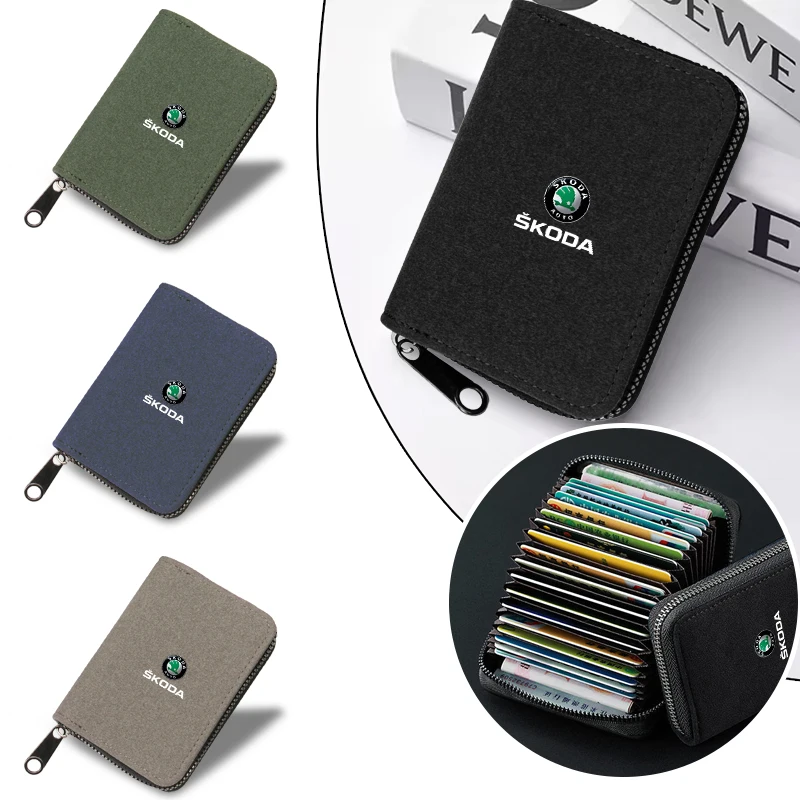 

Car Styling Card Holder Wallet Coin Purse Driver's License Organizer For Skoda Octavia Rapid Kodiaq Superb Derivative Karoq Fabi
