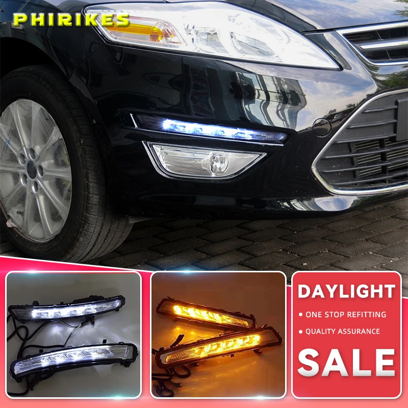 

1Pair For Ford Mondeo Fusion 2011 2012 2013 LED DRL Daytime Running Lights LED Daylight Fog light with yellow