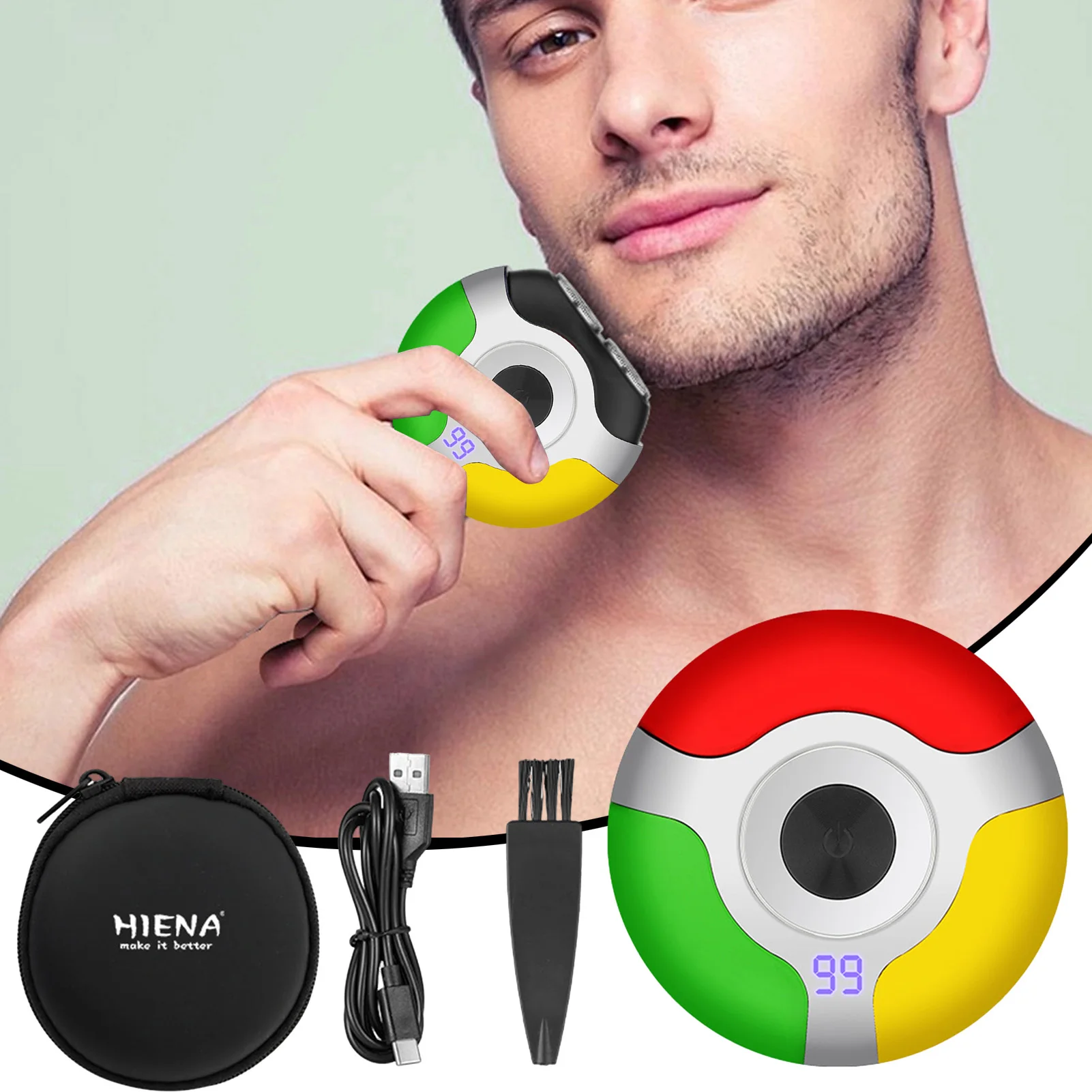 

Portable Razor Set HIENA Cordless Electric Beard Shaver Creative UFO Shaped Pocket Beard Cutting Machine Professional Trimmers