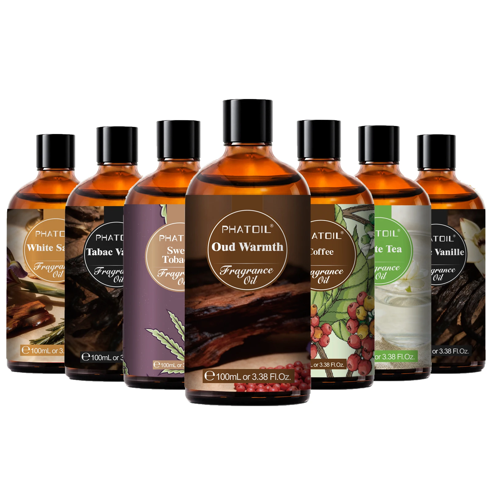 

PHATOIL 100ml Oud Warmth Fragrance Oil For Diffuser Aromatherapy White Santa Teakwood Vanilla Amber Japanese Magnolia Aroma Oils