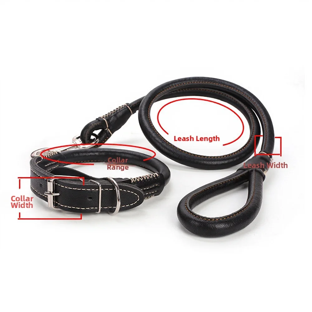 Dog Leash Made of PU Leather 1.2m for Medium and Large Breeds Such as Labrador Golden Retriever with Secure Metal Hook