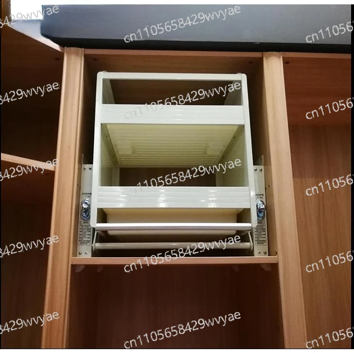 Built in Kitchen Cabinet, Pull-down High Cabinet, Double-layer Hanging Cabinet Basket, Deepened and Expanded Storage Basket