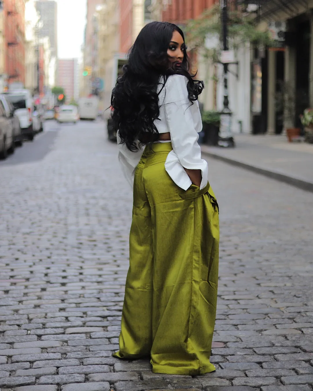 Pantalon décontracté à jambes larges pour femmes, pantalon droit monochrome, poche tridimensionnelle amovible, poignées, mode printemps et été