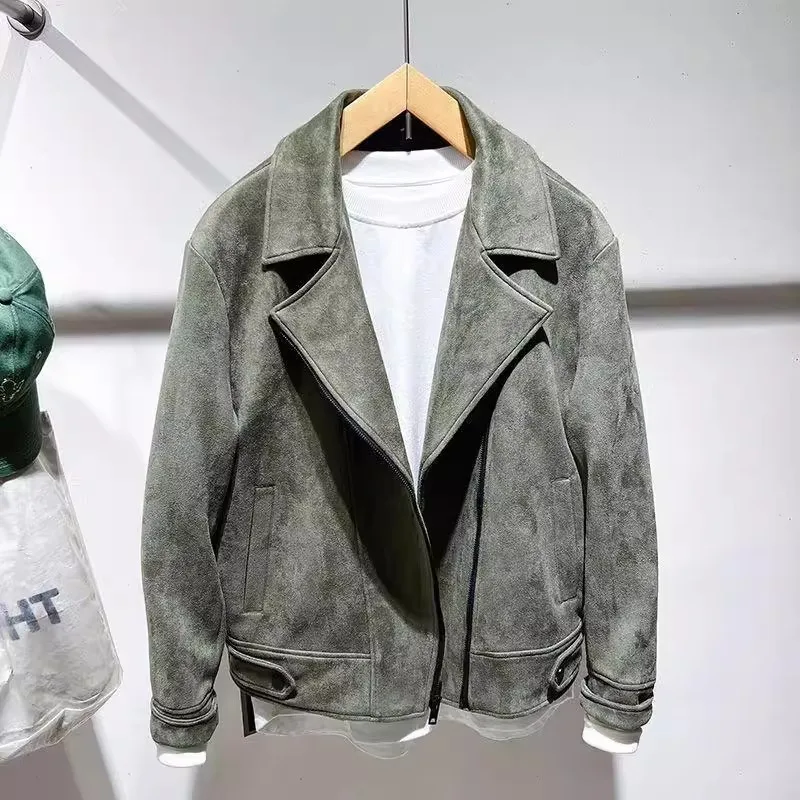 

Мужская свободная повседневная куртка из оленьей кожи и вельвета, 300 пу, большой размер, осенне-зимняя верхняя одежда, универсальная, из полиэфирного волокна