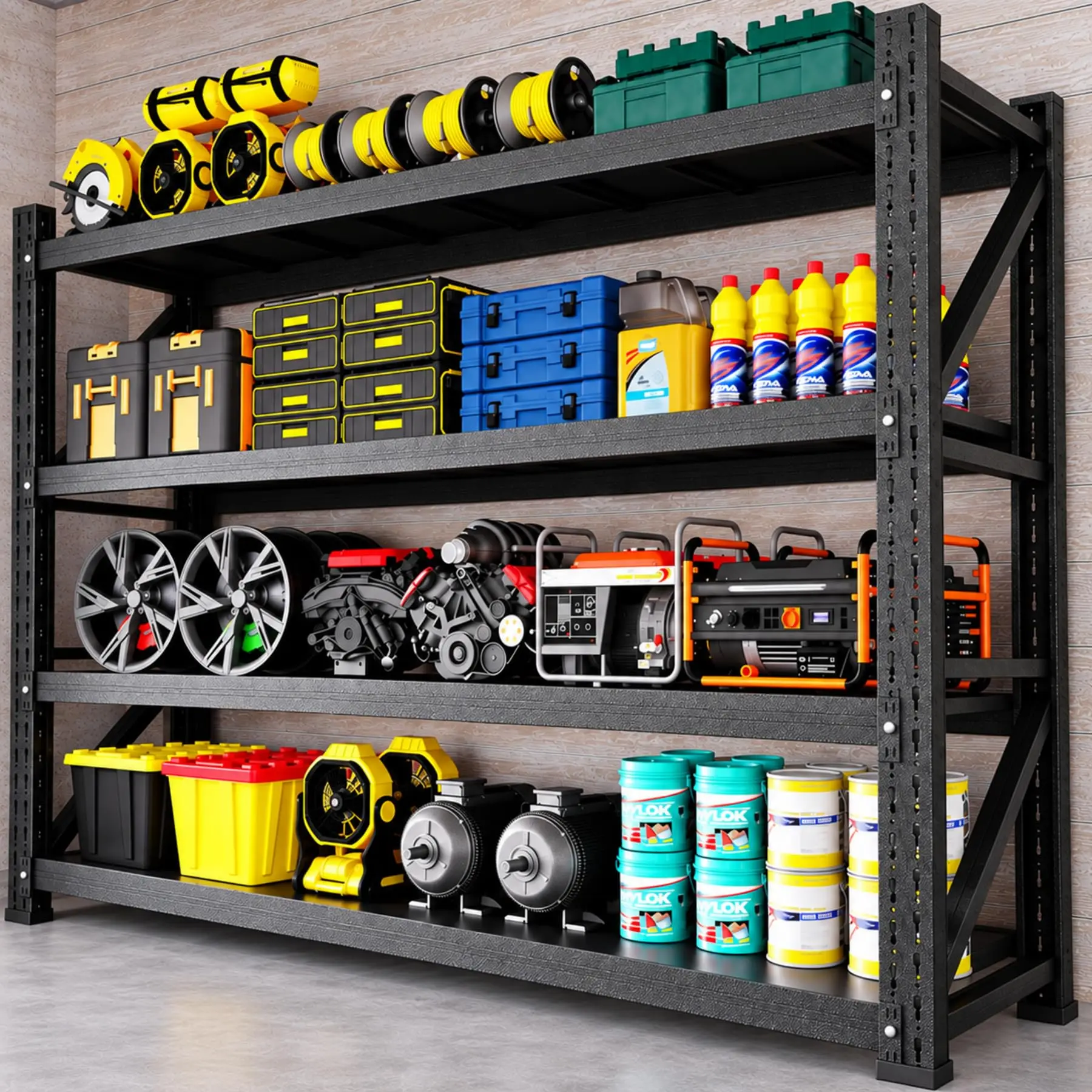 Heavy Duty Storage Shelving Unit 71''W, 4 Tier Adjustable Garage Shelving Rack, 5000 lbs Capacity Steel Storage Rack