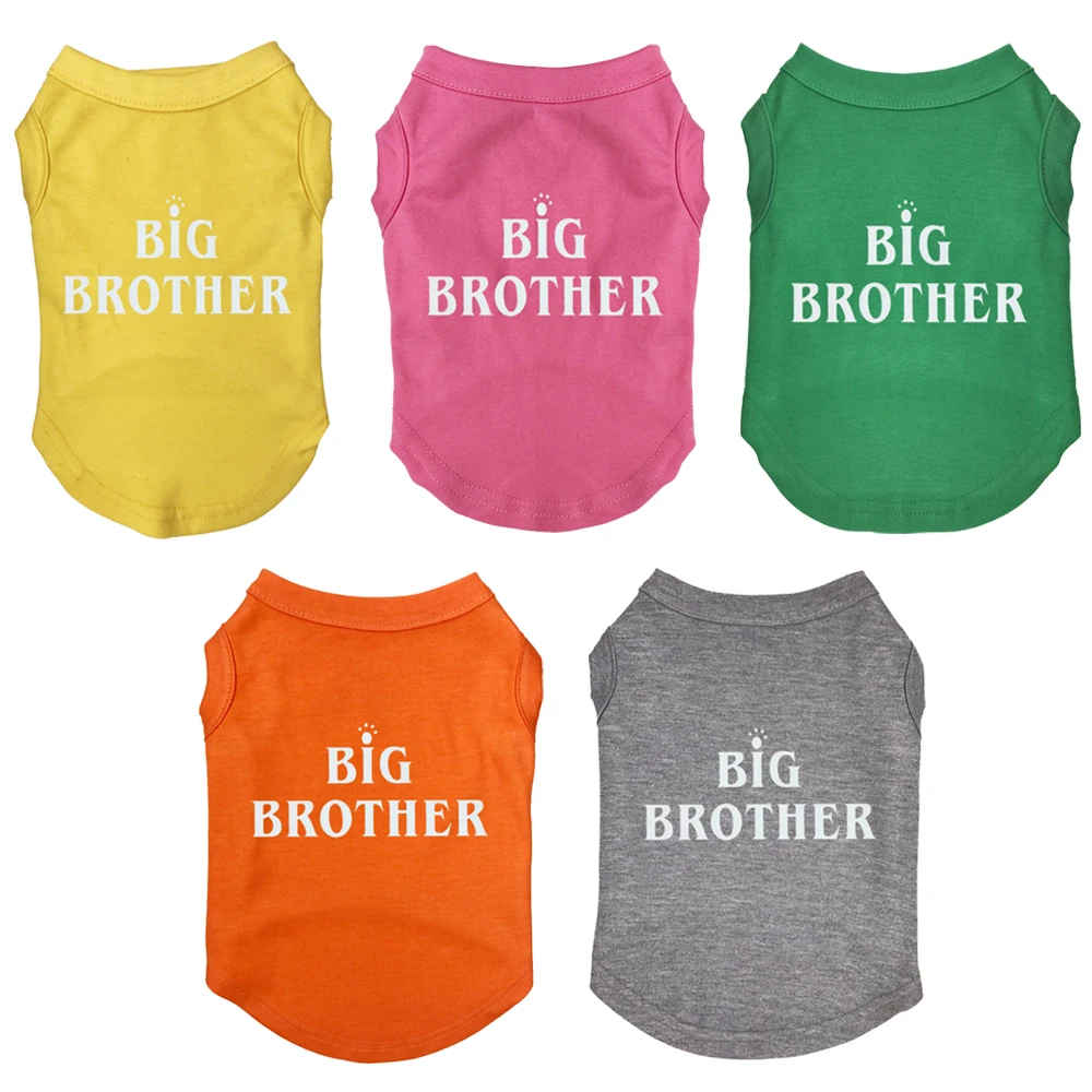 Big Sister/Brother Dog Clothes Summer T-Shirt Small Medium Dogs Cartoon Vest Cat Puppy Costume Pet Dog Clothing Dropshipping