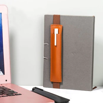 Portable Pu Leather Pen Bag Elastic Buckle Book Notebook Fashion School Pen Case for Office Meeting Easy Carry Office Stationery - Image 3