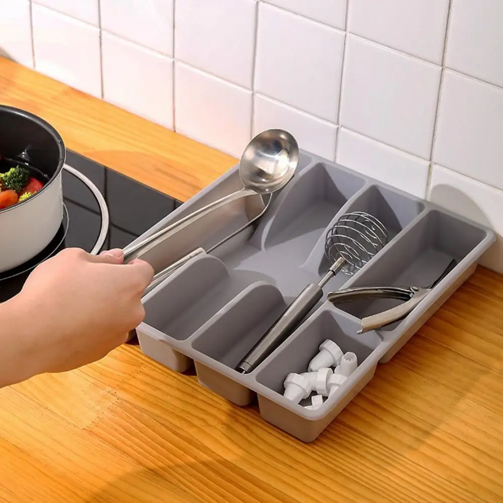 Utensil Organizer Tray Kitchen Gadget Divider Tray Capacity Cutlery Storage Box with Multi for Forks for Organization