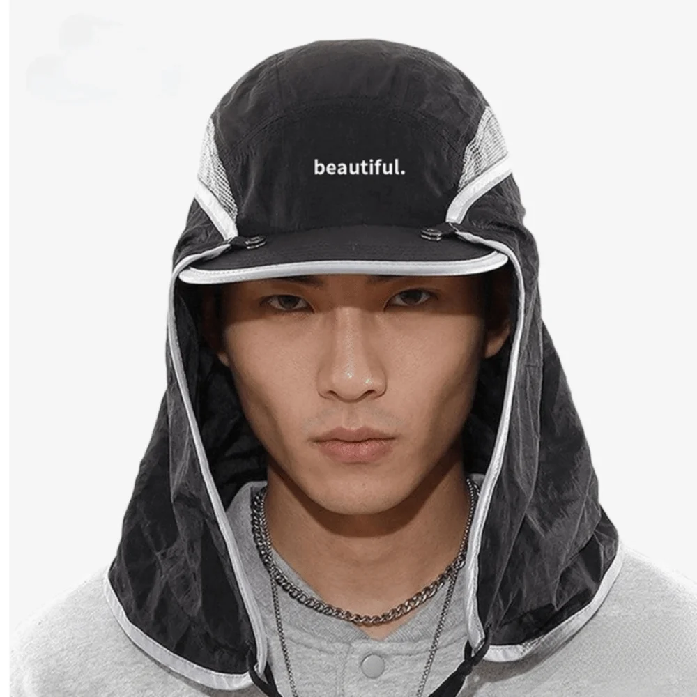 New 5 Panel Sun Visor Flap Hat Quick Dry Mesh Breathable Fishing Cap UV Protection Short Brimmed Sun Protection Hat Outdoor