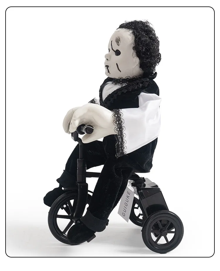 For Halloween biking boy voice-activated sensor wheels scroll back and forth with sound effects toy ornament
