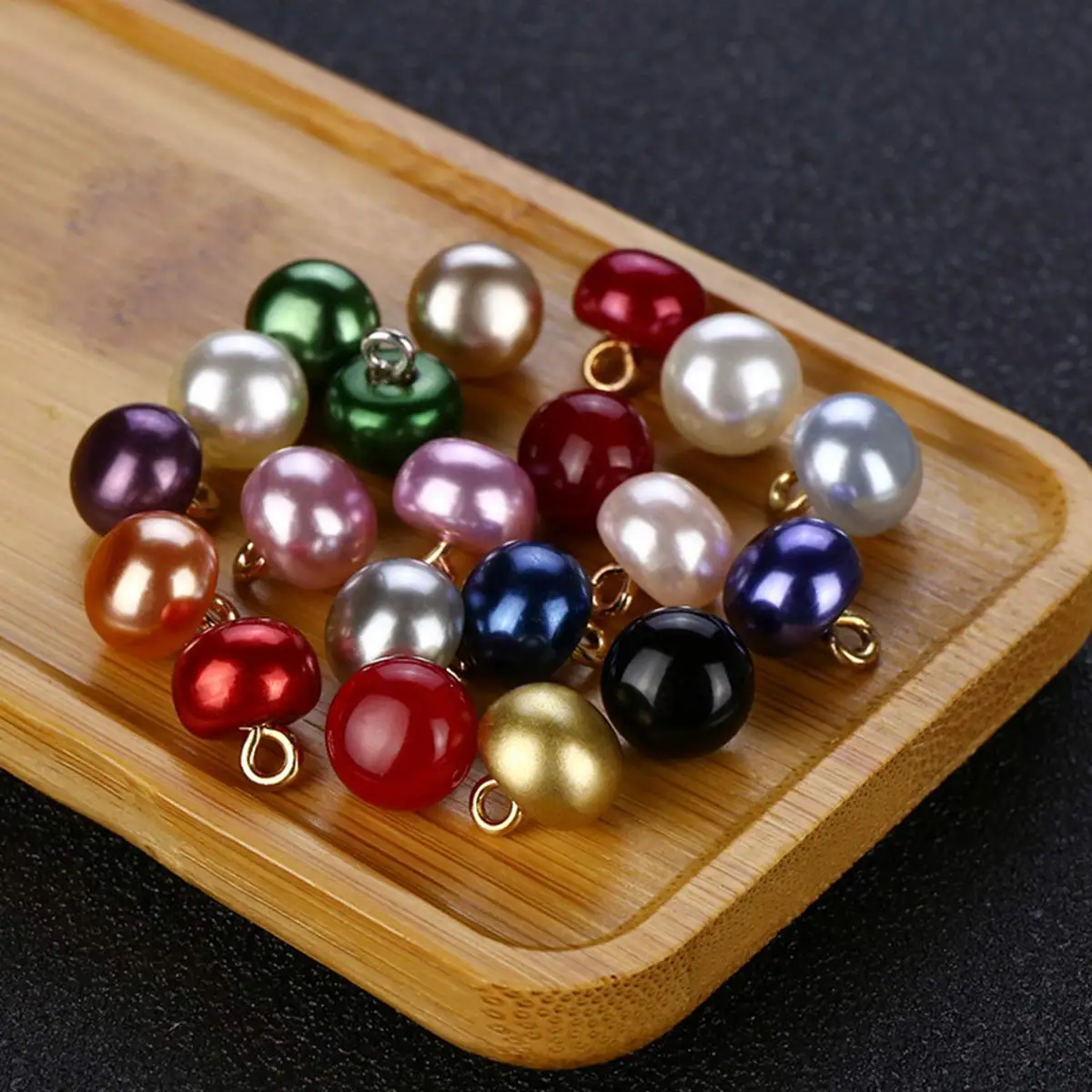 

200PCS Multicolor Round Imitation Pearl Charm Pendants 10mm DIY Bracelets Jewelry Handicrafts Supplies Handmade Material Pack