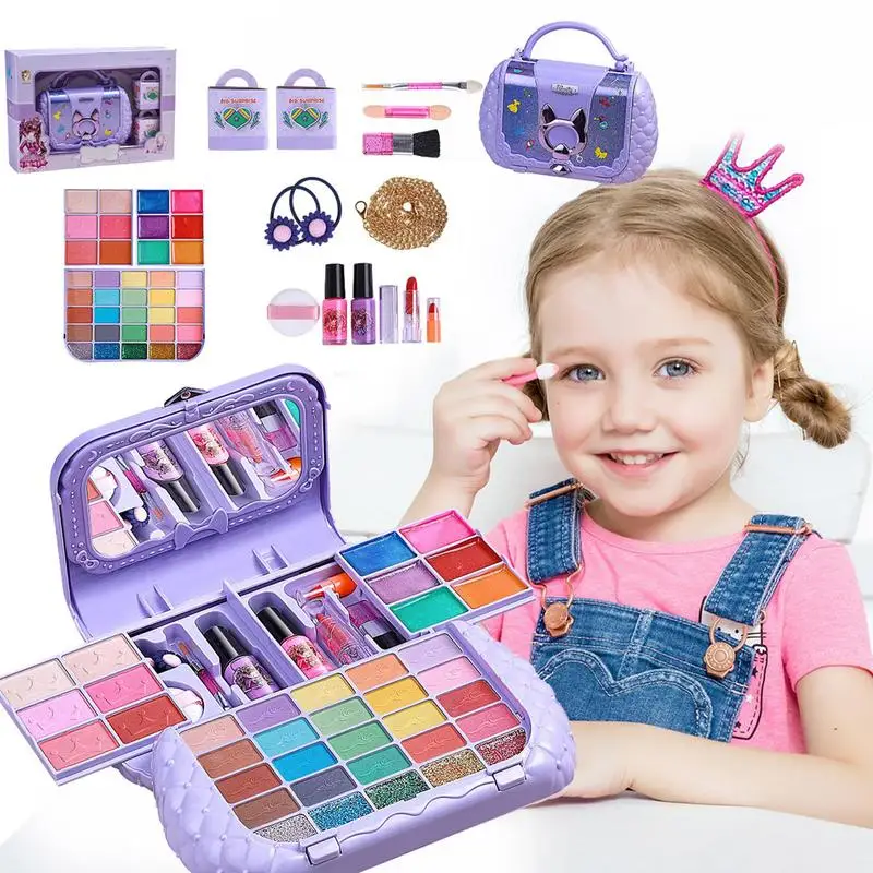 Kit de maquillage pour enfants, ensemble de beauté pour tout-petits, jeu de simulation de princesse, jouets cosmétiques sûrs pour les filles de plus de 3 ans