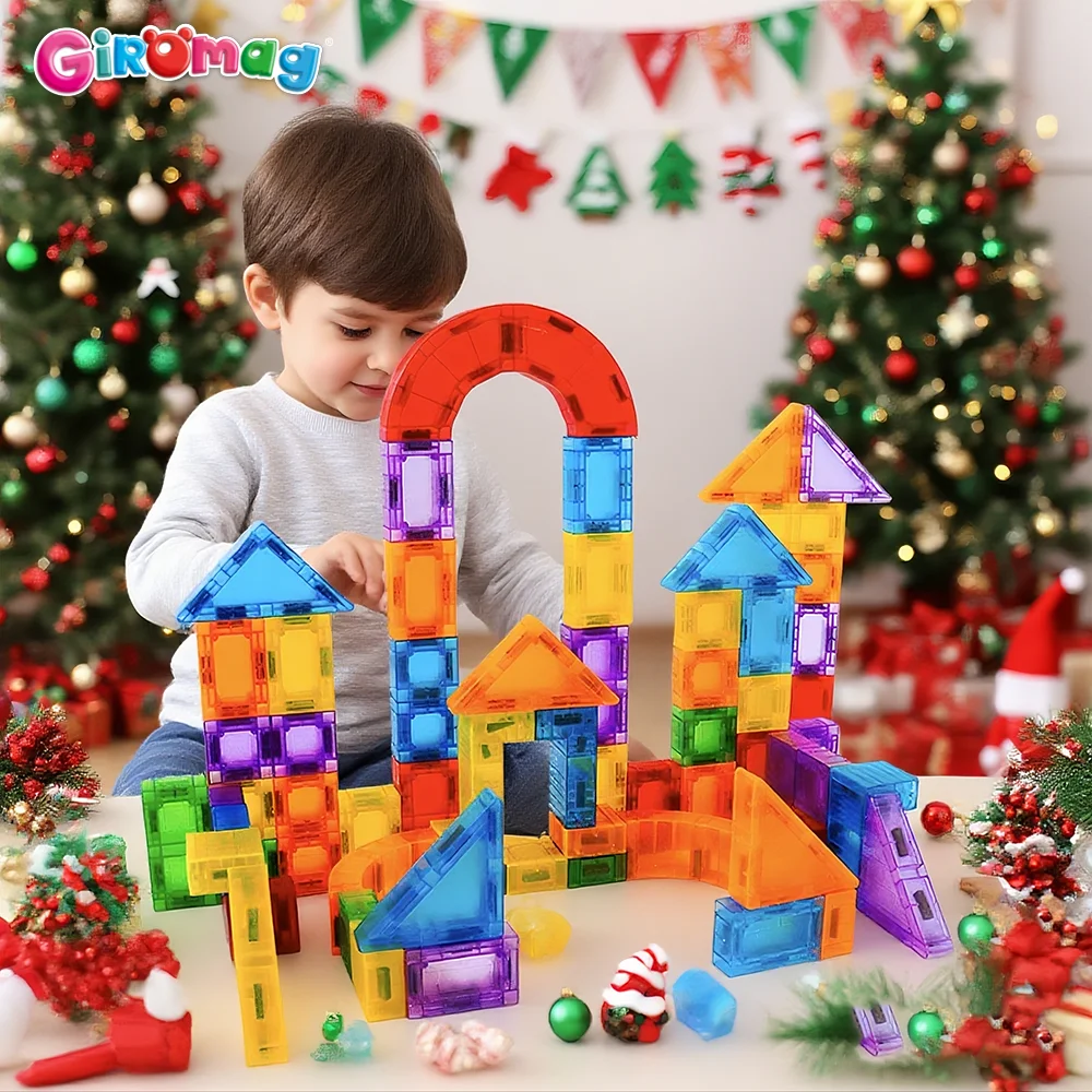 

GIROMAG 80 шт. магнитные строительные блоки для детей STEM развивающие игрушки подарок для мальчиков и девочек от 3 до 12 лет креативные строительные игры