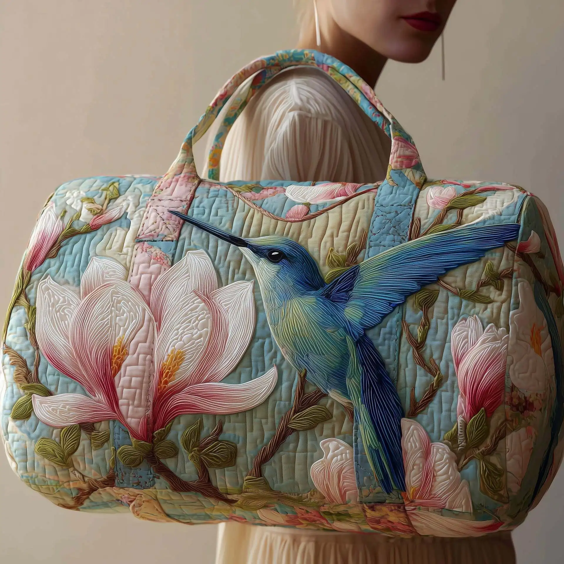 

3D Printed Quilted Bags floral Personalized Gifts Sport Bags Handbag Tote Bag Custom Training Travel Bag Beach Hiking Camping