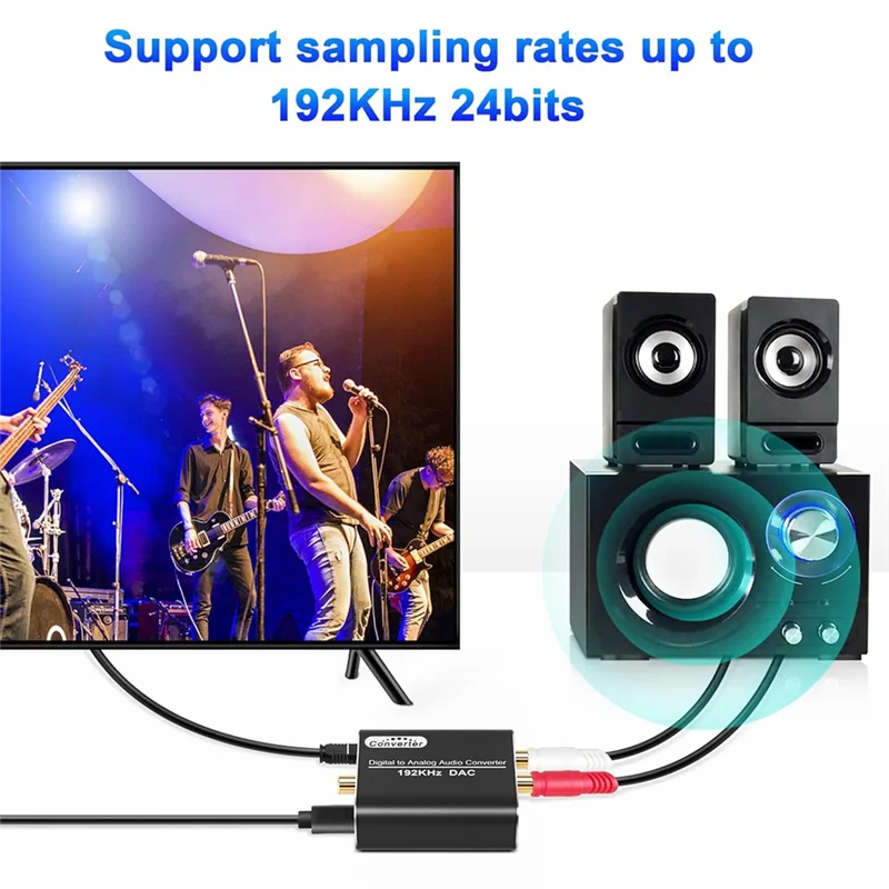 ABKI-디지털-아날로그 오디오 변환기, HDTV 홈 시네마 시스템용 광 케이블이 있는 192Khz 디지털 동축 및 광학