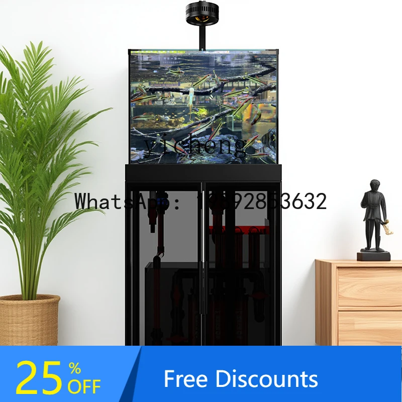 

fish tank aquarium lazy living room household extremely narrow ultra-white glass stream tank