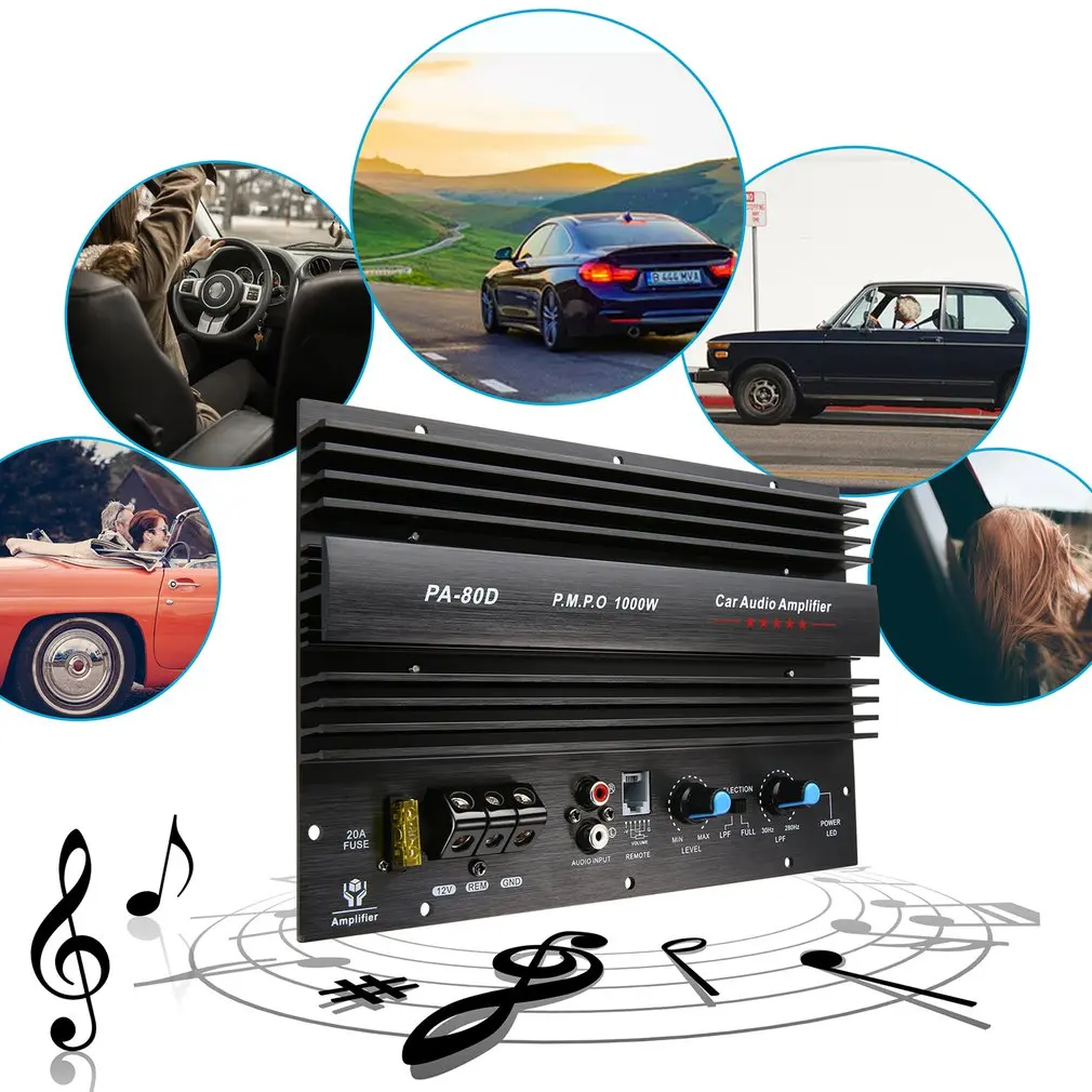 12V 1000W Amplifier Board Mono Car Audio Power Amplifier Powerful Bass Subwoofers Amp For Car Modification PA-80D