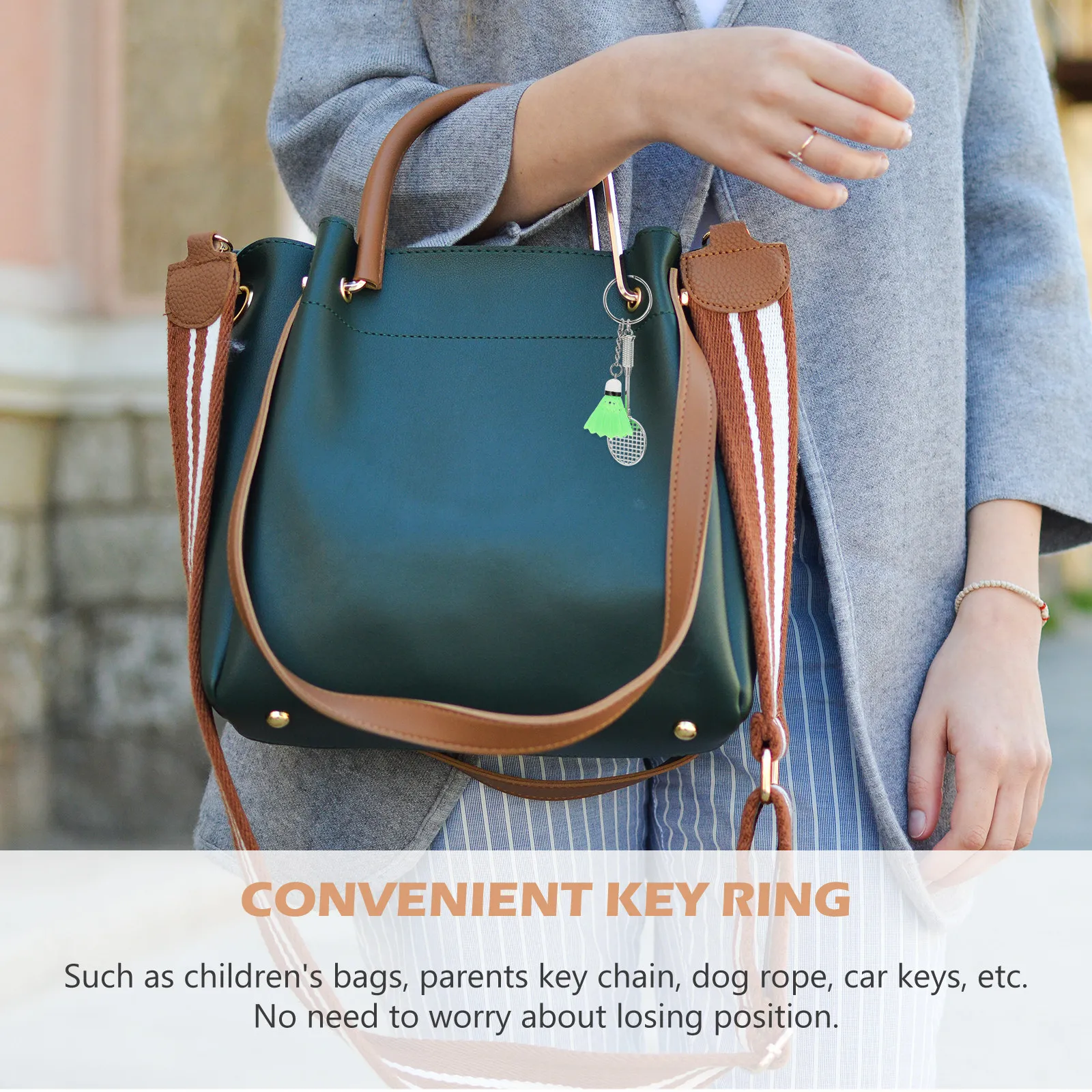 2Pcs Badminton Ball Key Ring Racket Shaped Key Pendant Style Keychain for Purse Phone Case Rearview Mirror Decor