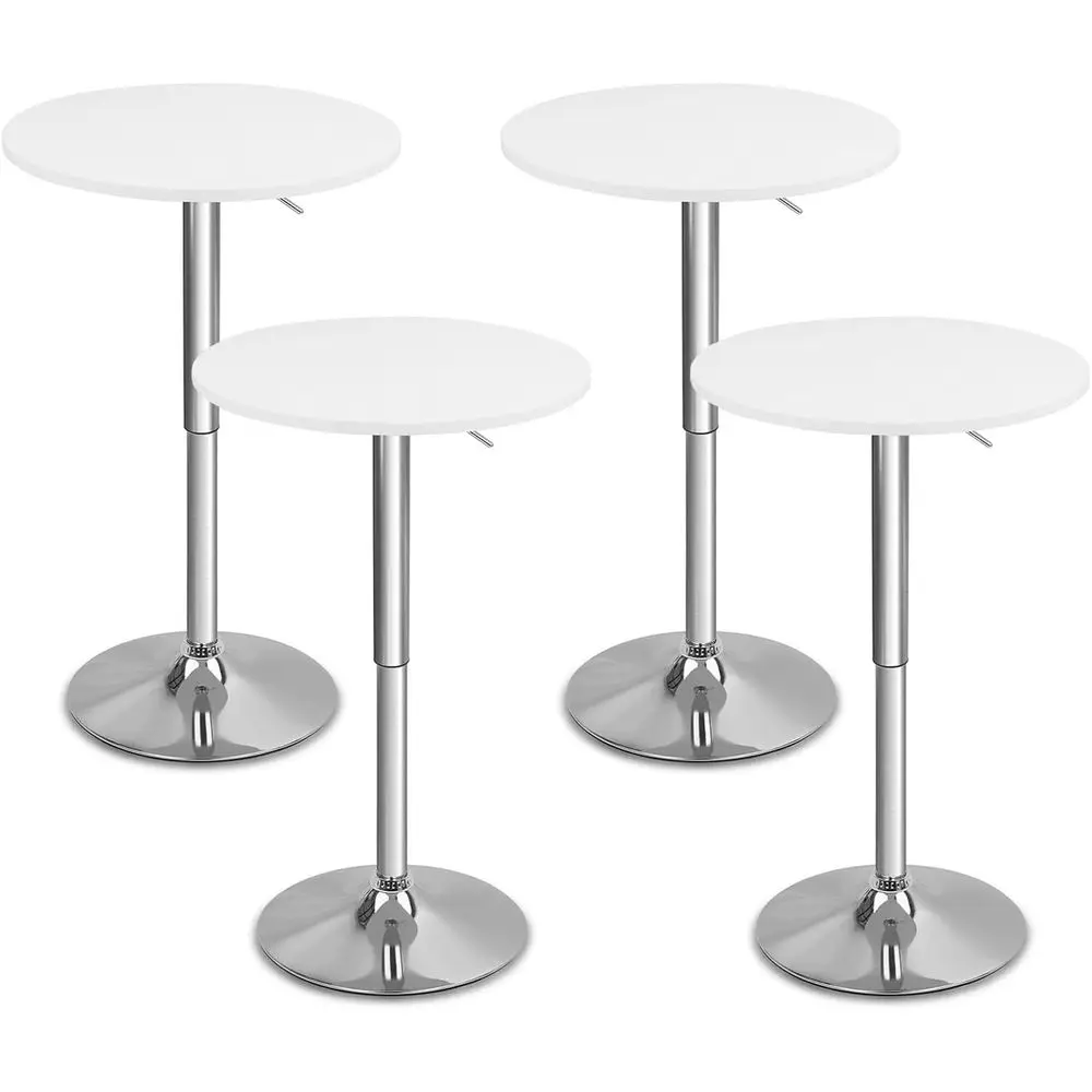 

Adjustable Height Swivel Bar Table Set for 4, Metal Base, 26-36, White