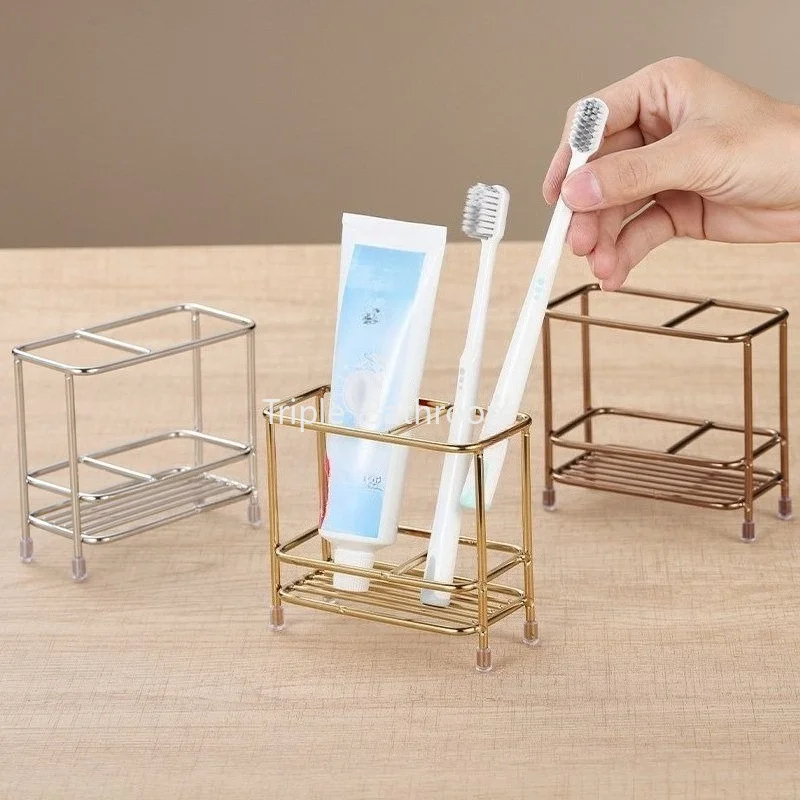 1pc Stainless Steel Storage Rack, Toothpaste and Toothbrush Holder, Kitchen Chopstick Holder, Living Room Metal Storage Rack