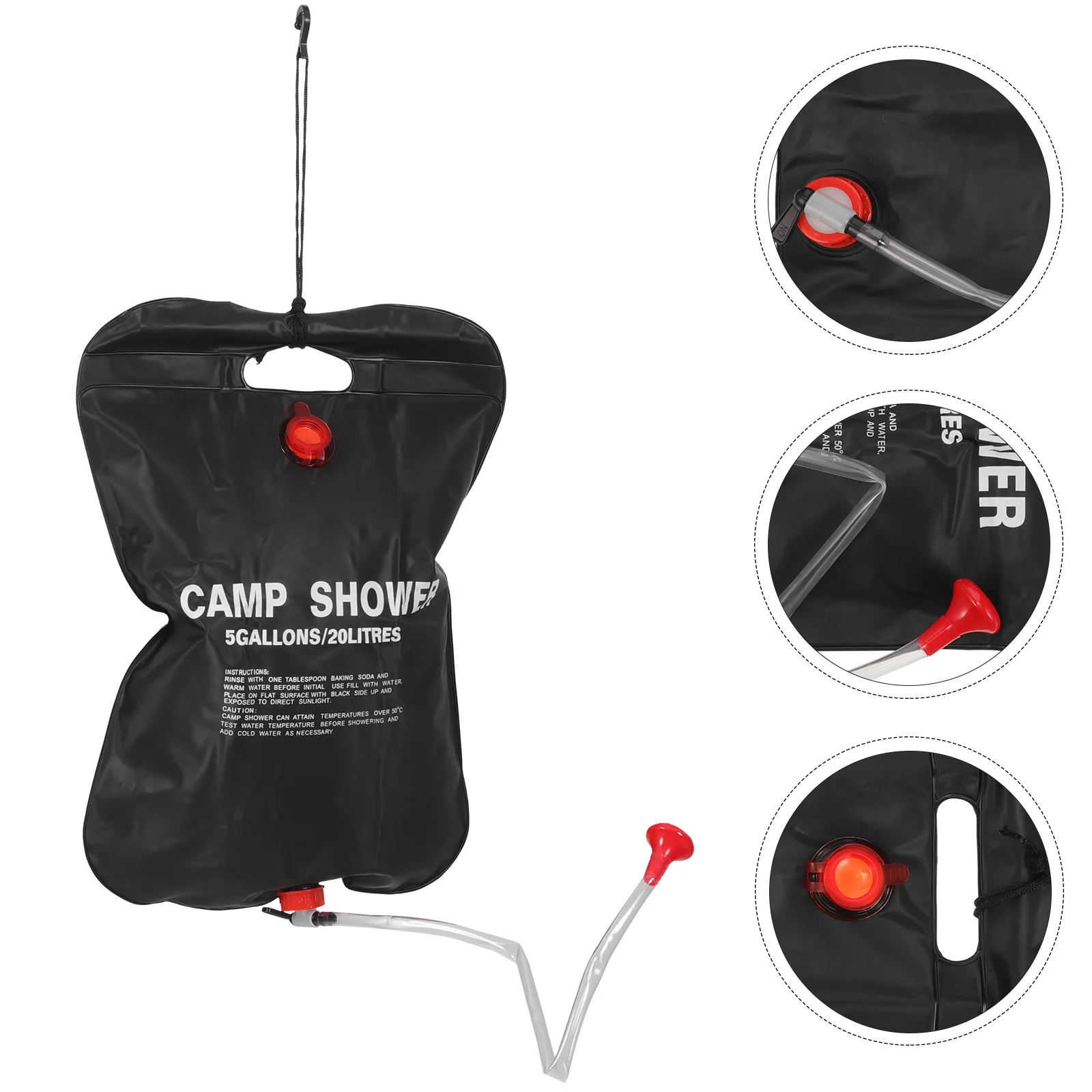 

20 L Solar Bath Bags Heat Absorption Shower Hiking Outdoor Black Hot Water Heated