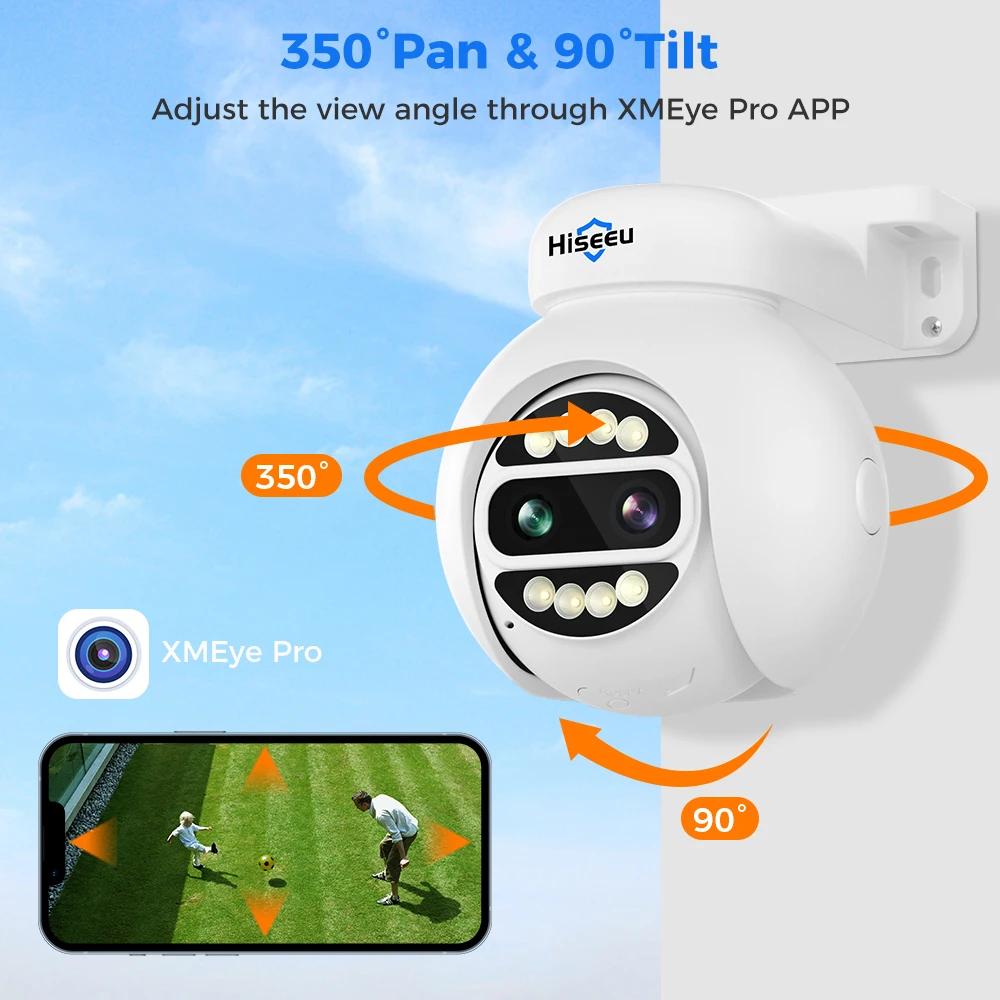 Hiseeu-Caméra de vidéosurveillance POE IP, n'aime 8X, 4K, 4MP x 2, objectif tourisme PTZ, système de sécurité CCTV, XMeye, audio bidirectionnel