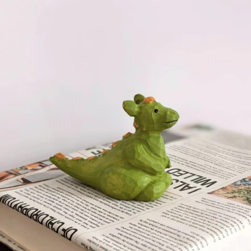 Lovely Dinosaur Wood Sculpture Table House Figurines Prehistoric Creature Birthday Present Handcrafted Paleontology Decorations