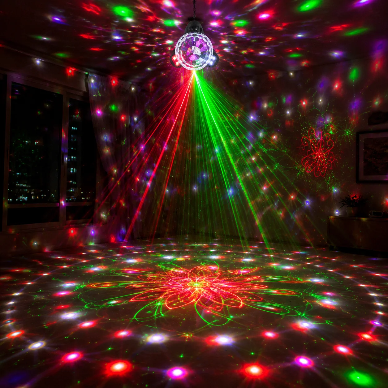4-in-1 RGB Disco Party Light with Remote Control, Music Sync LED DJ Stage Light, Colorful Dance Lights for Birthday Party, Home view 3