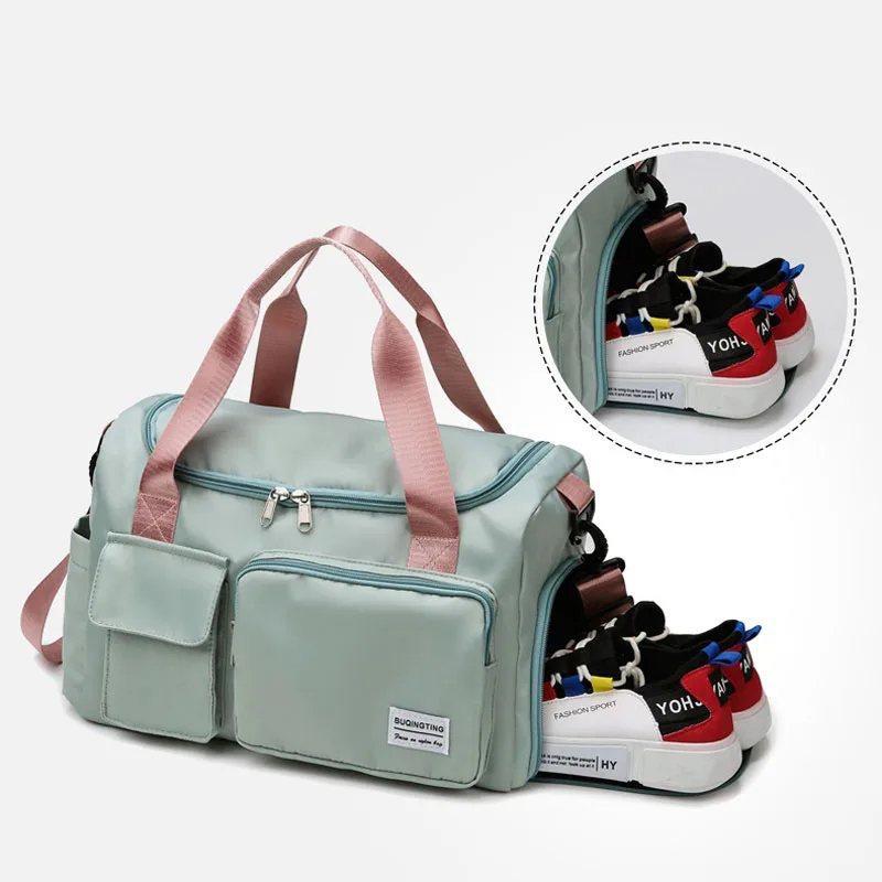 wet and dry separation travel bag big hand bags for women large capacity foldable shopping bag gym sport bag with shoes pocket