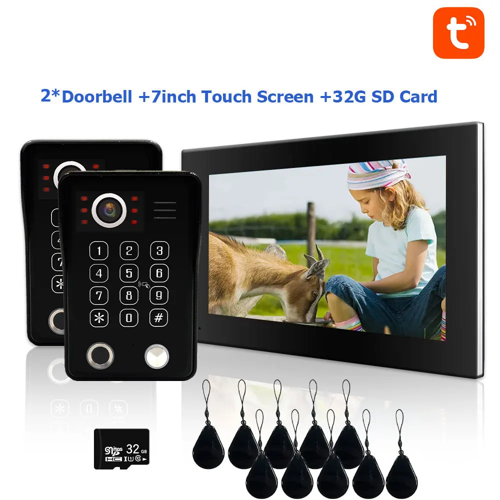 2025 Fingerprint 5in1 Unlock Wifi Doorbell Video Intercom System For Home Doorphone Tuya Smart 1080P Touch Monitor Security