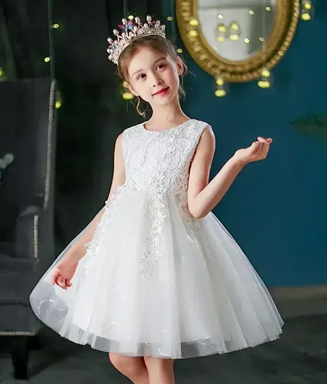 Vestido infantil, gaze fofa, vestido elegante de princesa para meninas, anfitrião de aniversário de menina, vestido de performance de piano, verão