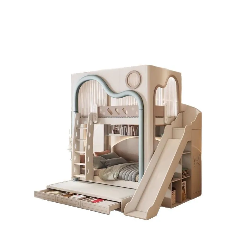 

Modern Simple Luxury Solid Wood High-Low Bunk Bed for Boys and Girls Multifunctional Mother-Child Use for Children's Bedroom