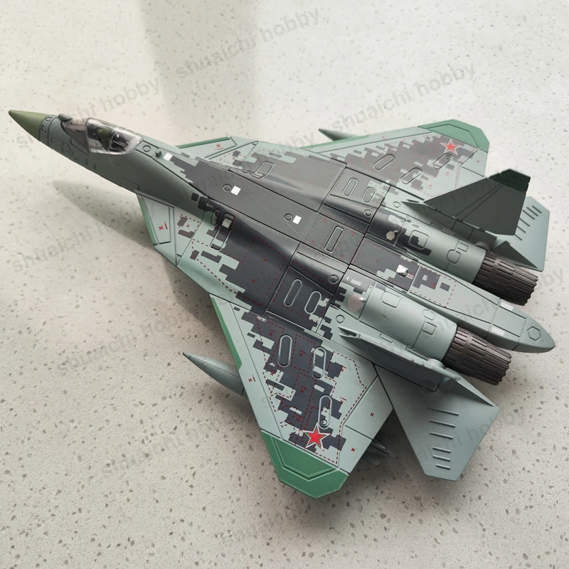 1PCS 1/72 Scale Russian Su-57 Fighter Jet Plastic Model Finished Aircraft Static Ornament with Display Rack for DIY Collection