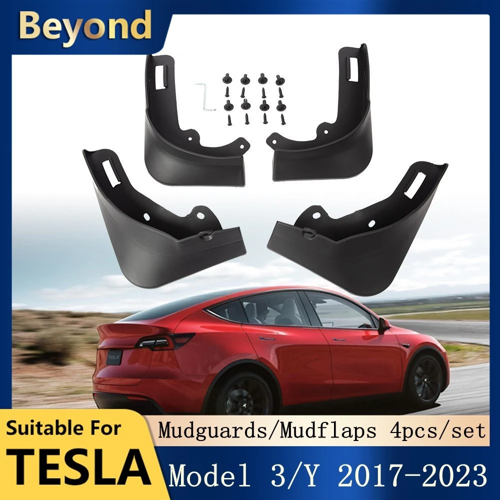 For Tesla Model Y 2023-2017 Mud Flaps Model 3 Mudguard Modification Car Exterior Accessories Mudflaps 4Pcs/set