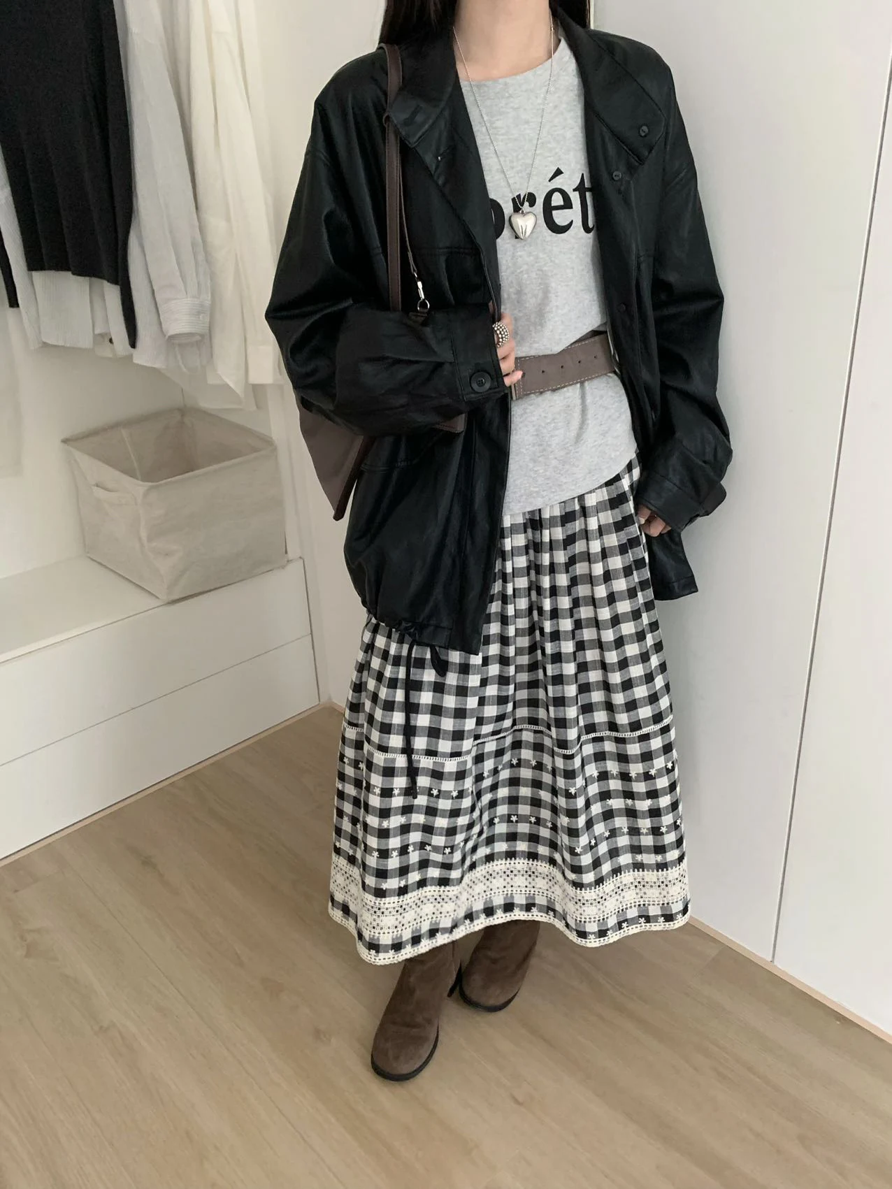 Vêtement d'extérieur polyvalent en cuir synthétique pour femme, coupe ample, col montant, patchwork, style coréen, haut d'automne H908