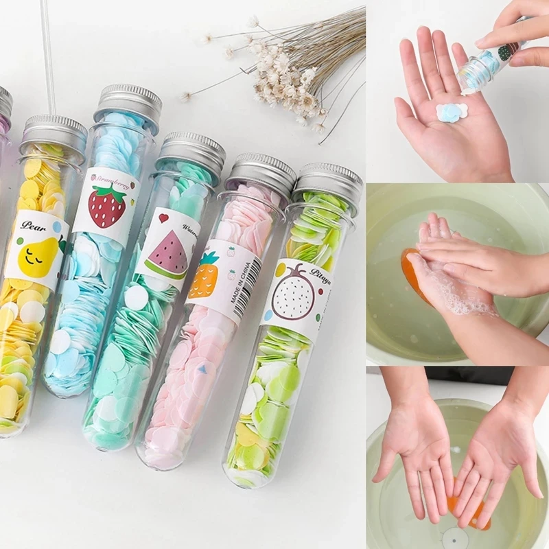 

Portable Mini Body Washing Bath Test Tube Confetti Foaming Flower One Time Paper Soap Slice Travel Accessary Hand Washing