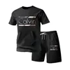 2026 New Fashion Casual T-shirt Shorts Two-piece Set 3D Letter Printing Men's Summer Outdoor Wear Suit