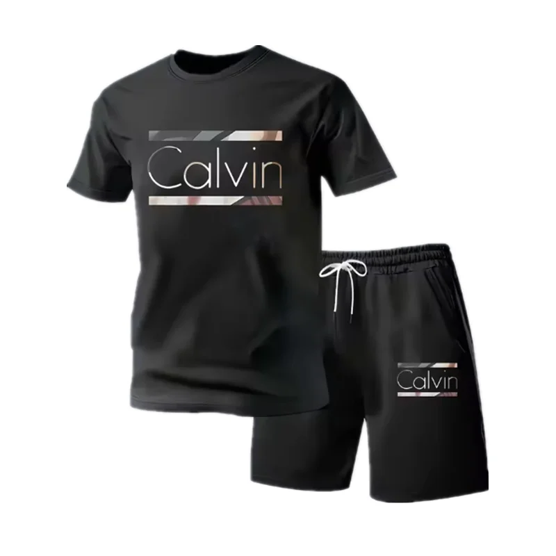2026 New Fashion Casual T-shirt Shorts Two-piece Set 3D Letter Printing Men's Summer Outdoor Wear Suit