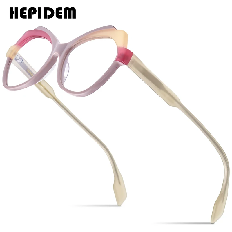 

HEPIDEM Multicolor Acetate Glasses Women Cat Eye 2023 New Design Eyeglasses Trendy Spectacles Eyewear 9331